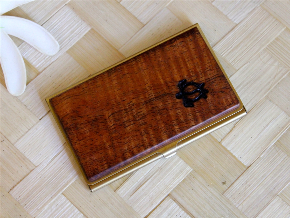 Hawaiian Koa Wood Portable Business Card Holder